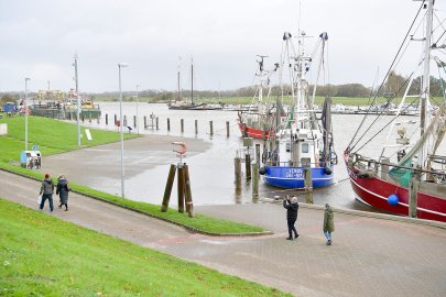 So steht das Hochwasser im Greetsieler Hafen - Bild 2