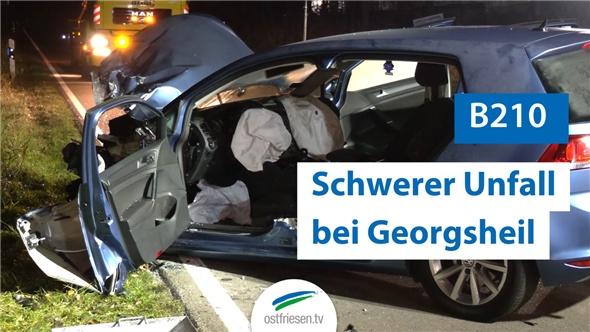 Schwerer Unfall auf B210 - Zwei Autos stoßen auf Höhe Georgsheil zusammen