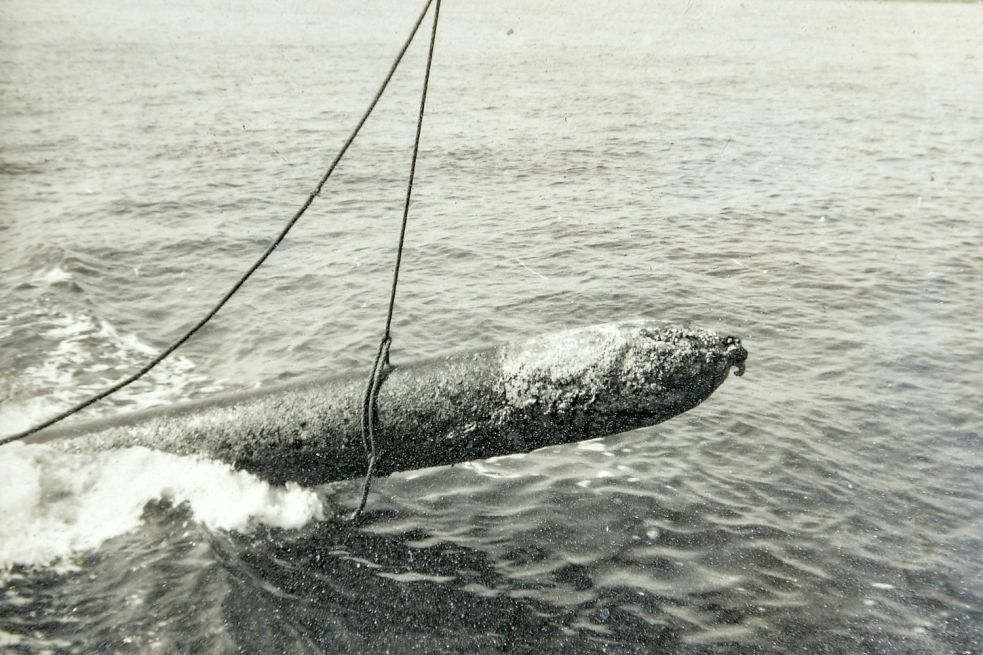 Die Bergung des Torpedos war nicht ungefährlich und einfach. Repro: Ortgies