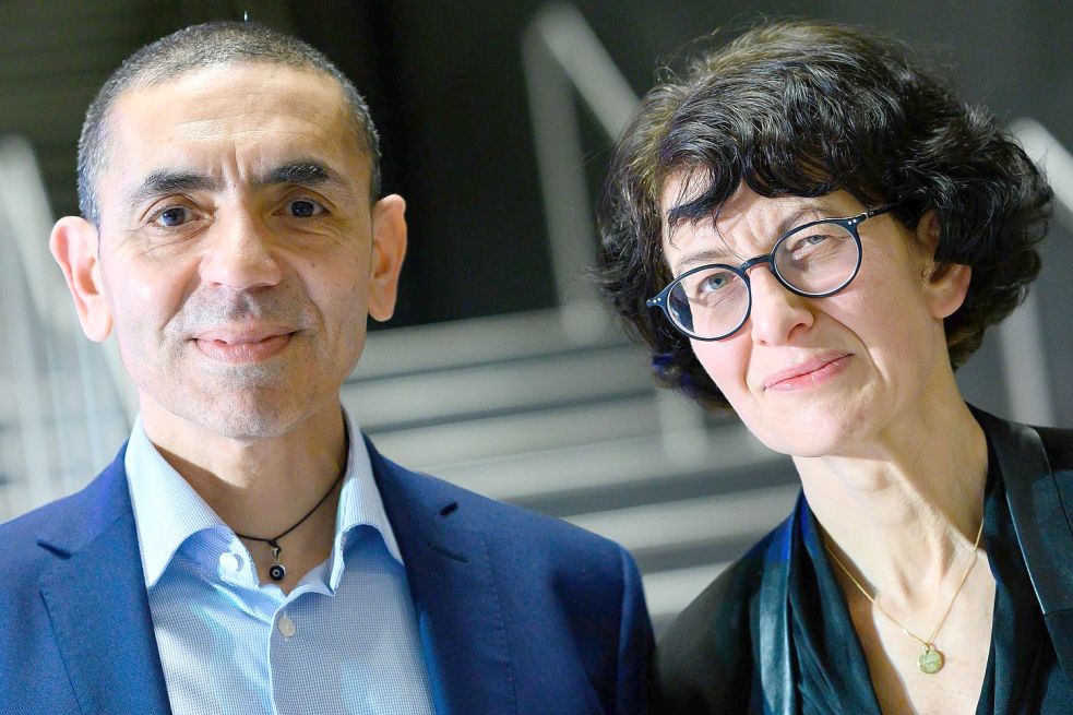 Ugur Sahin und Özlem Türeci, die Gründer des Mainzer Corona-Impfstoff-Entwicklers Biontech. Foto: von Jutrczenka/DPA