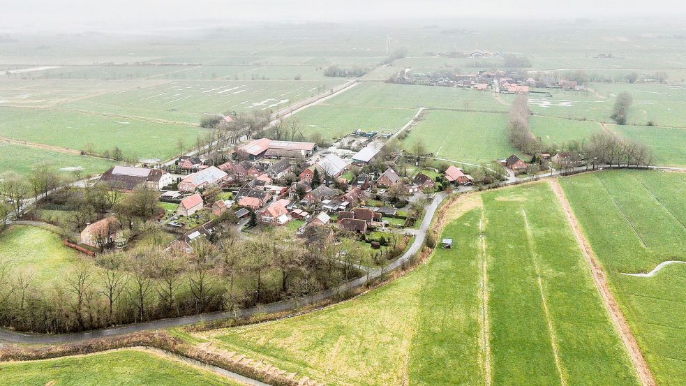 Das kleinste der 19 Dörfer in der Gemeinde Krummhörn: Woltzeten. Foto: Archiv/Hock