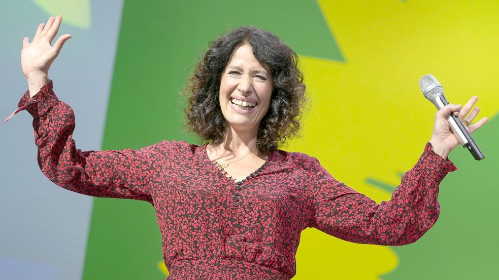 Hat sensationell aufgeholt: Bettina Jarasch, Grünen-Bürgermeisterkandidatin in Berlin. Foto: Kay Nietfeld / dpa