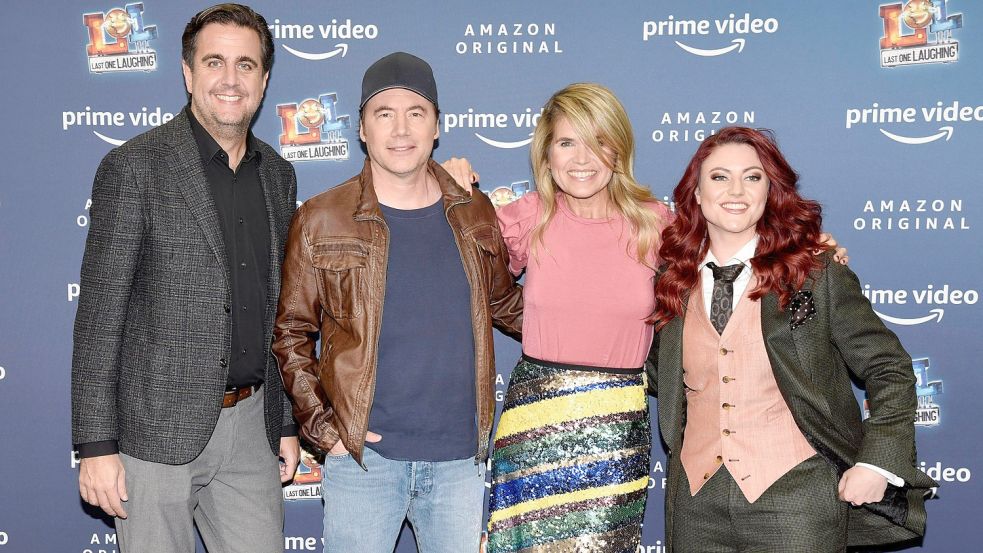 Bastian Pastewka, Michael Bully Herbig, Anke Engelke und Tahnee bei der Premiere der zweiten Staffel der Amazon Prime Video Comedy-Gameshow LOL: Last One Laughing. Foto: Imago Images/Steffi Adam