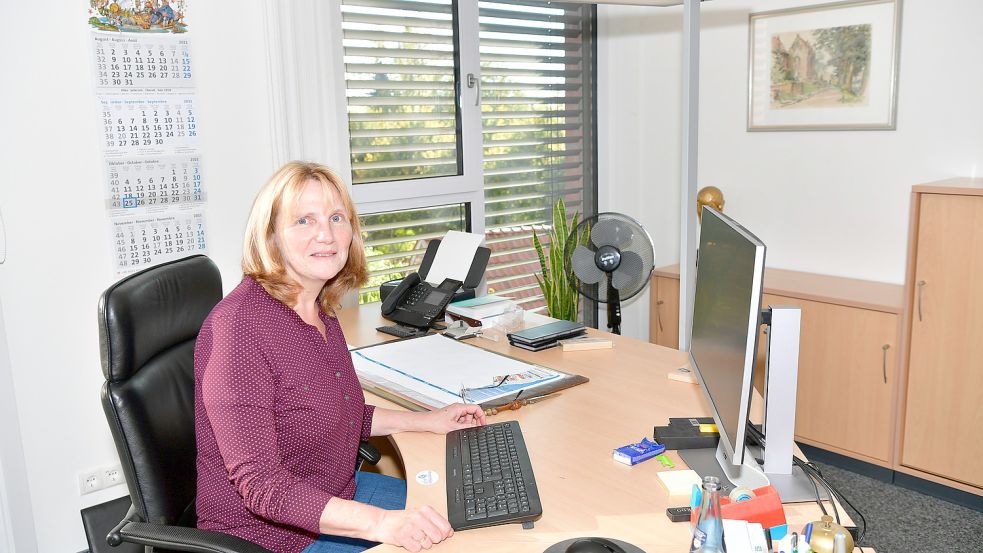 Noch stehen keine persönlichen Gegenstände auf Hilke Loodens neuem Schreibtisch. Foto: Wagenaar