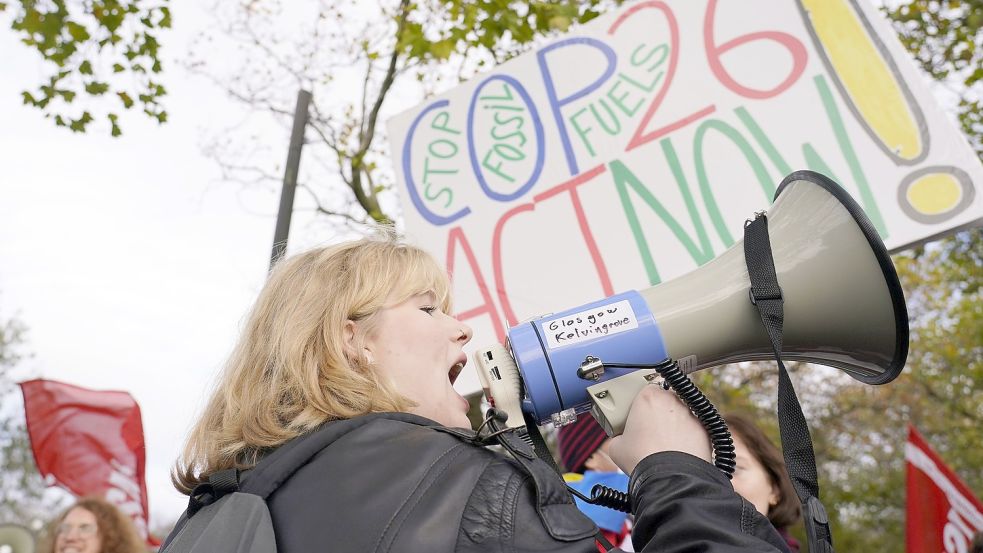 Die Klimaaktivisten von Fridays for Future demonstrierten auch in Glasgow für ihre Forderungen. Foto: Pezzali/DPA