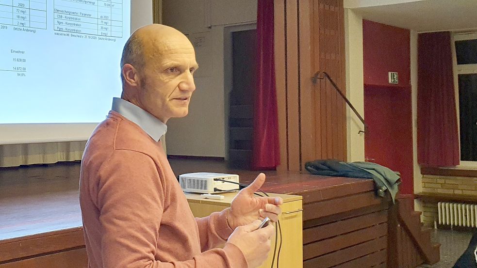 Jürgen Frieling vom Planungsbüro Frieling, der auch schon Gebührenkalkulationen für Jümme, Hesel und Moormerland ausgearbeitet hat, stellte in der Sitzung des Finanzausschusses vor, wo die Reise in Weener hingeht. Foto: Gettkowski
