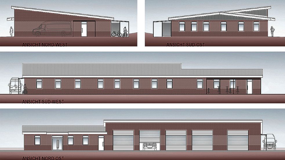 Ansicht der geplanten neuen Rettungswache des RKSH in Emden. Grafik: Privat