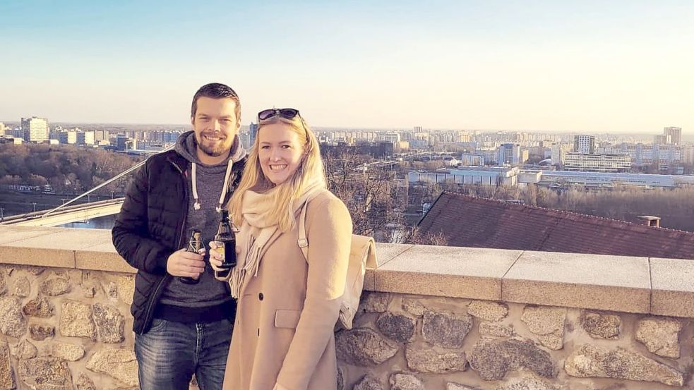 Tido Poppinga und Merle Schneider erkundeten die Hauptstadt Bratislava. Foto: Privat