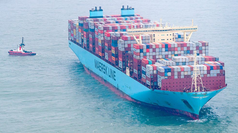 Die „Mumbai Maersk“ war von Rotterdam unterwegs nach Bremerhaven. Foto: Schuldt/DPA