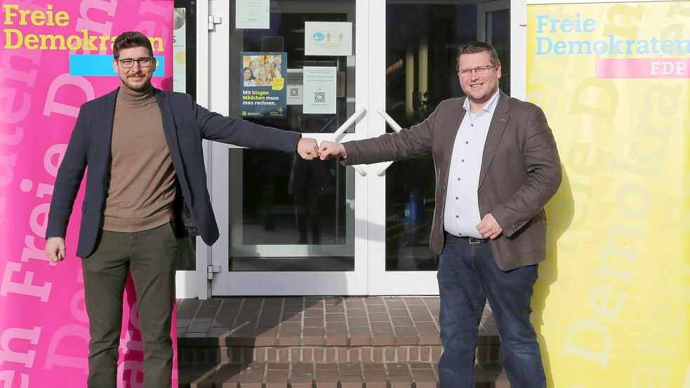 Steffen Oesterlen (links) und Jens Völker freuen sich auf den Wahlkampf. Foto: FDP