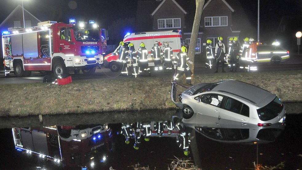 Polizei, Krankenwagen und Feuerwehr waren in Warsingsfehn im Einsatz. Foto: Wolters