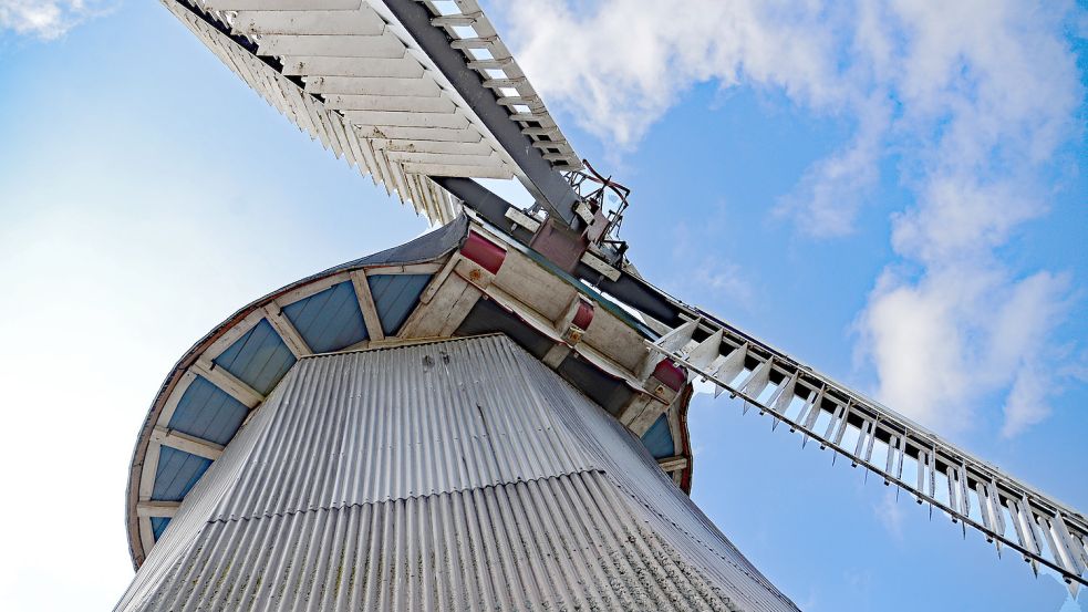Die Galerie-Holländerwindmühle ist ein Baudenkmal, sie wurde 1805 zum ersten Mal urkundlich erwähnt, und nach Zerstörung durch ein Feuer im Jahr 1885 wieder aufgebaut. Foto: Lüppen