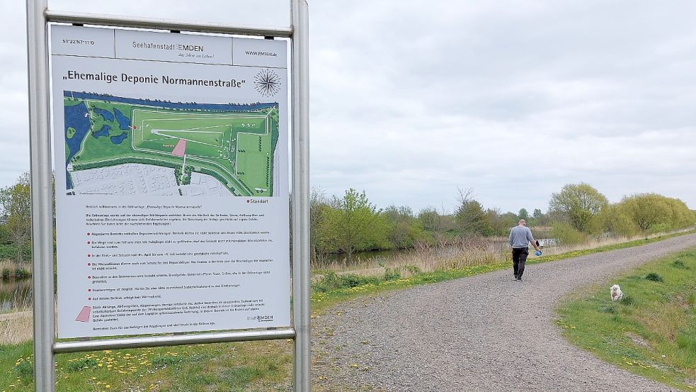 Die Schilder beim Friesenhügel weisen auf die Verhaltensregeln hin, die nicht ganz eindeutig sind. Fotos: Hanssen