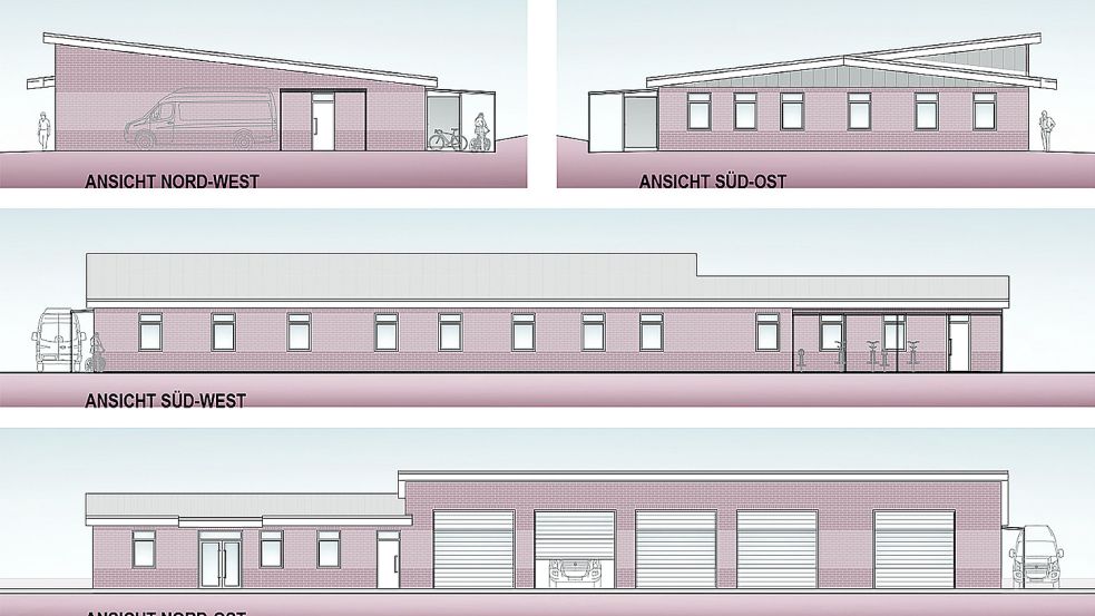 So soll die Rettungswache irgendwann aussehen. Die ursprünglichen Pläne des RKSH waren zweimal gründlich abgespeckt worden, bis die Krankenkassen ihr "Go" gaben. Grafik: RKSH