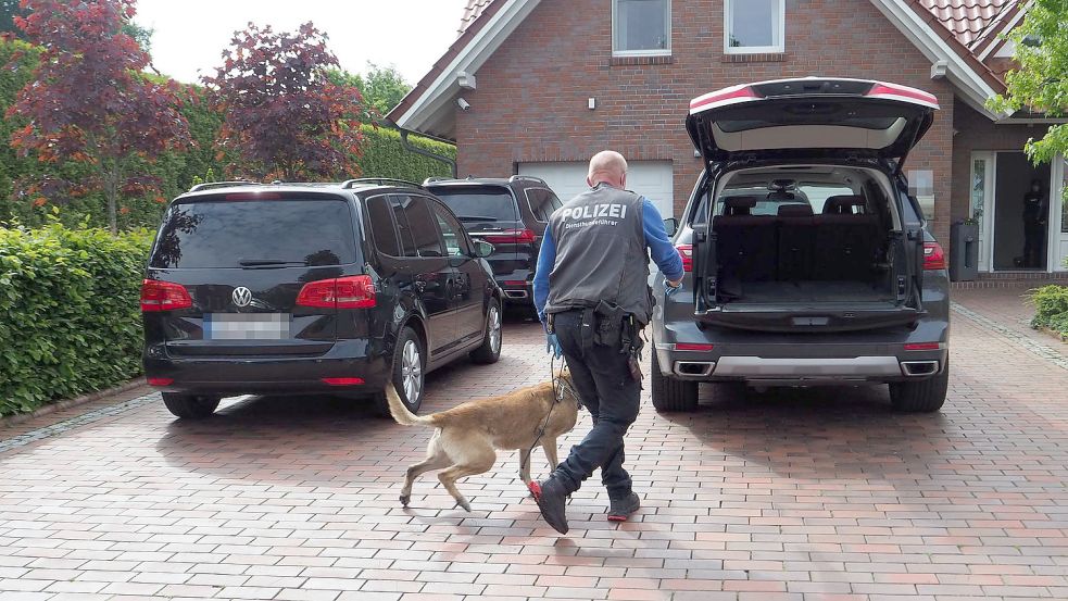 Auch Hunde kamen zum Einsatz. Sie sollten beim Aufspüren von Bargeld helfen. Foto: Redaktion