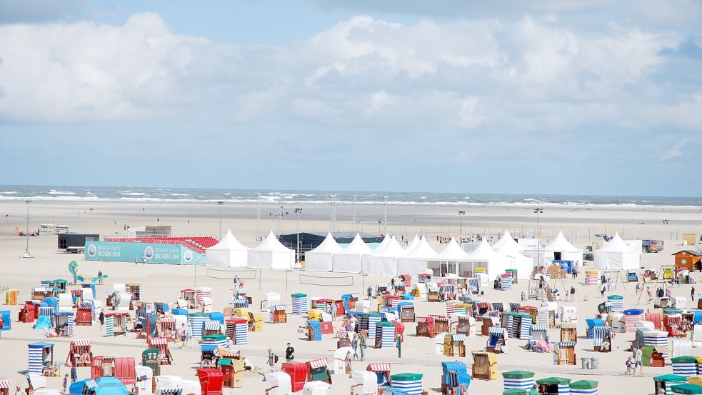 Die Location für die Borkumer Beach Days fügt sich ins Strandpanorama. Foto: Ferber