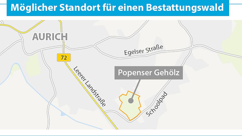 Der Standort für den Bestattungswald in Aurich steht jetzt fest. Grafik: Will