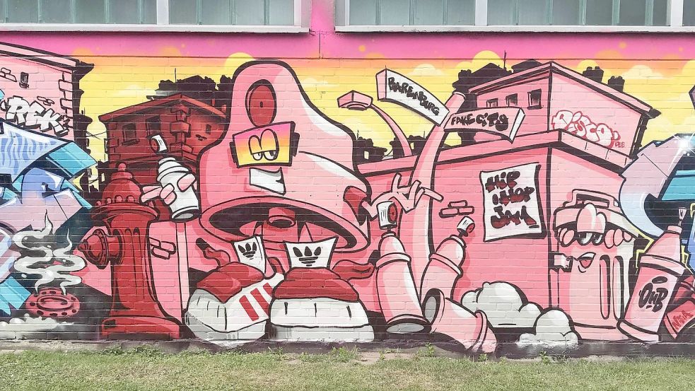 Der Graffitiverein Ostfriesland war auch schon andernorts in Emden tätig – wie hier an der Grundschule Grüner Weg. Foto: Privat