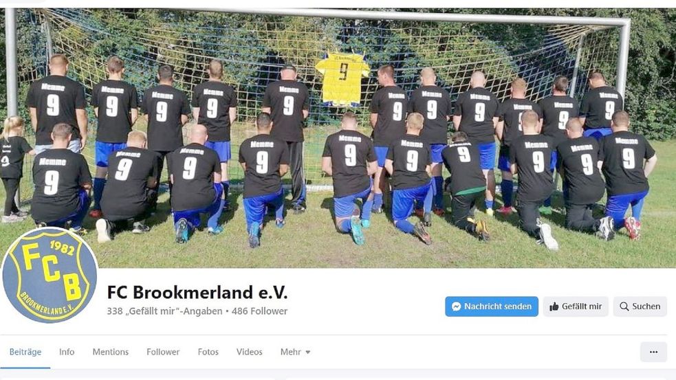 Auf der Facebook-Seite des FC Brookmerland ehrt die Mannschaft mit diesem Foto ihren verstorbenen Mitspieler.