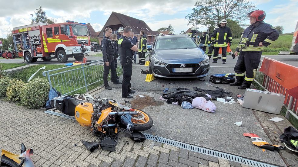 Der Motorradfahrer wurde lebensgefährlich verletzt. Foto: Wolters