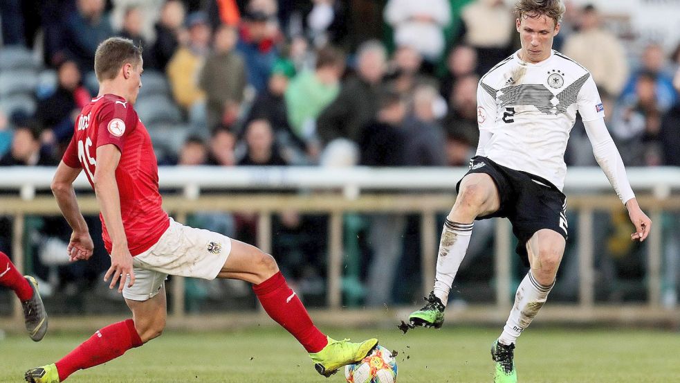 Lasse Rosenboom spielt aktuell in der U20-Nationalmannschaft, reiste mit der U17 damals auch zu einer Europameisterschaft nach Irland. Archivfoto: Imago