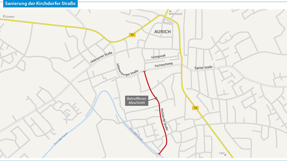 Der rot markierte Abschnitt soll saniert werden. Grafik: Reil