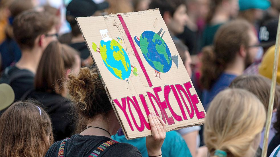 „You decide“ (Du entscheidest) steht auf einem Plakat bei einer Klima-Demo. Die Emder Rats-Gruppe „Grünen feat. Urmel“ will, dass die Politik bei ihren Entscheidungen mehr auf die Nachhaltigkeit achtet. Foto: Pixabay