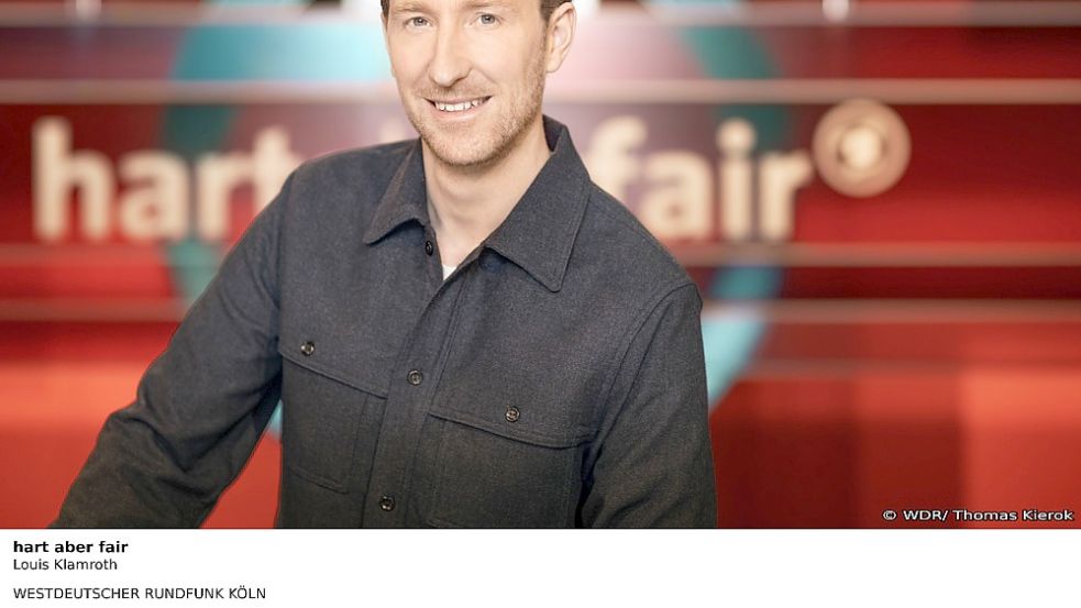 Louis Klamroth moderiert am 9. Januar 2023 zum ersten Mal den ARD-Talk „hart aber fair“. Foto: WDR/ Thomas Kierok