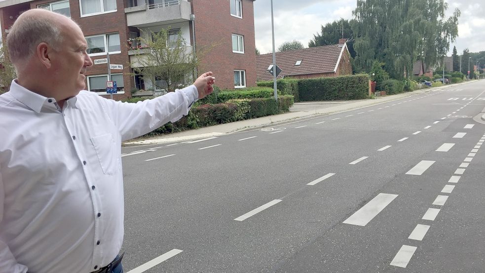 Geht gar nicht: Der breit ausgebaute Logaer Weg versiegelt aus Sicht von Claus-Peter Horst viel mehr Fläche als nötig.