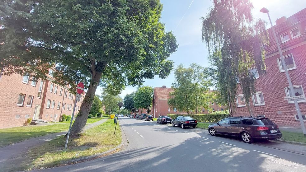 Die Bäume spenden in der Hermann-Allmers-Straße in Barenburg Schutz vor der Sonne. In Emden gibt es aber viele Bereiche, in denen sich sogenannte Hitzeinseln gebildet haben. Foto: Hanssen/Archiv