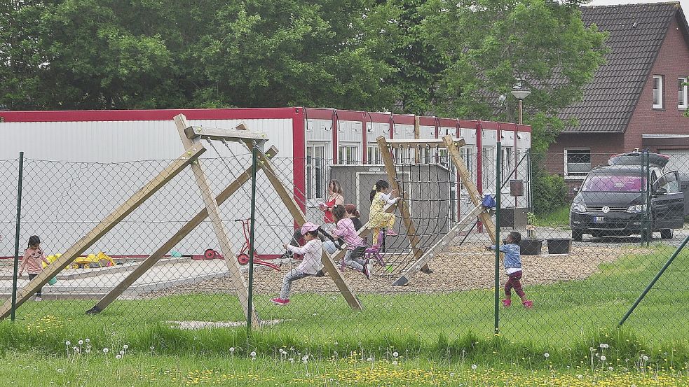 Der Container-Kindergarten Hummelnest in der Breslauer Straße wird Ende Juli geschlossen. Foto: Wolters/Archiv
