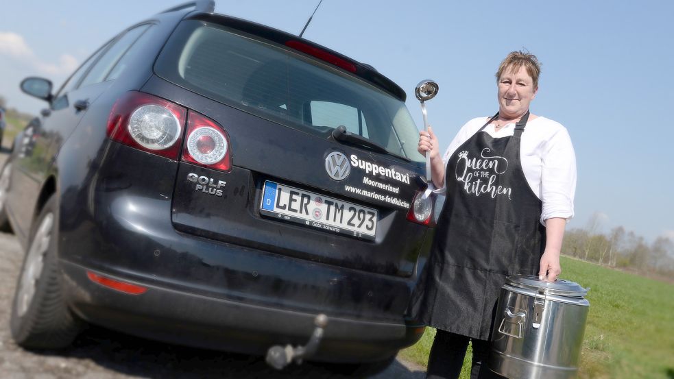 Das Suppentaxi ist ein Angebot von Marions Feldküche für Privathaushalte an drei Tagen in der Woche in Moormerland und Neukamperfehn. Foto: Lüppen