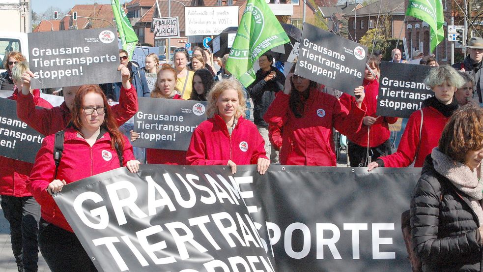 Rund 200 Menschen demonstrierten am Sonnabend in der Auricher Innenstadt. Fotos: Luppen