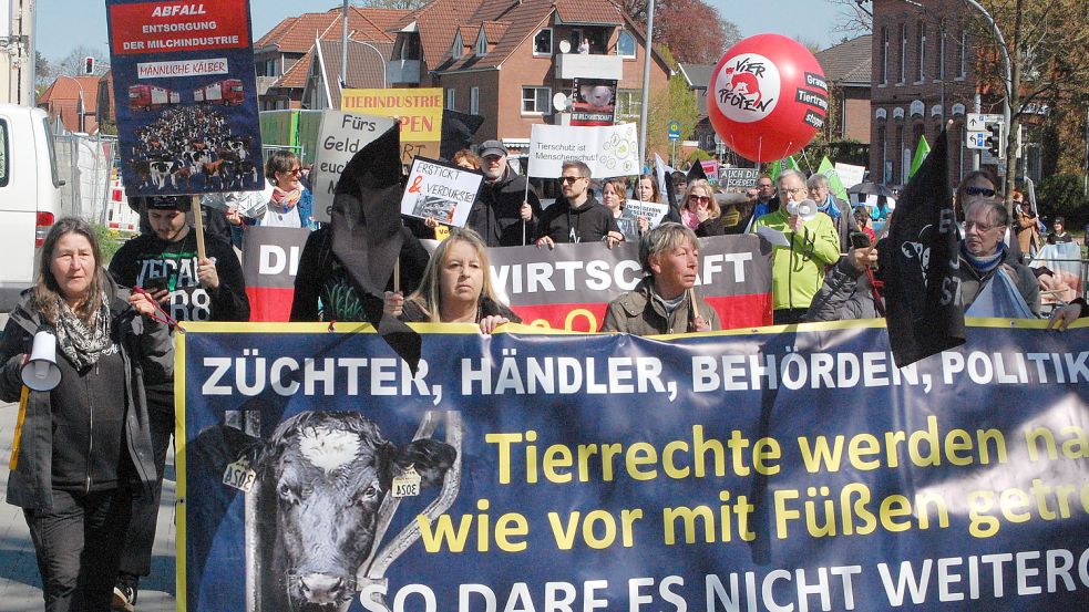 Die Spitze des Demonstrationszugs bewegt sich in Richtung Georgswall.