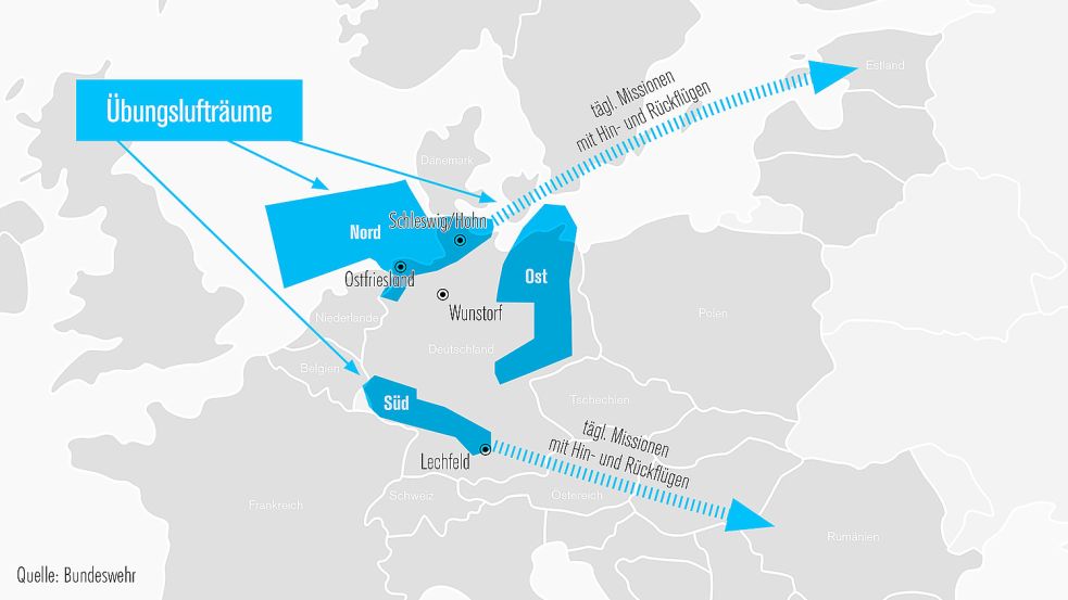 Ostfriesland ist Teil des Übungsluftraums Nord. Grafik: Bundeswehr/Malchus