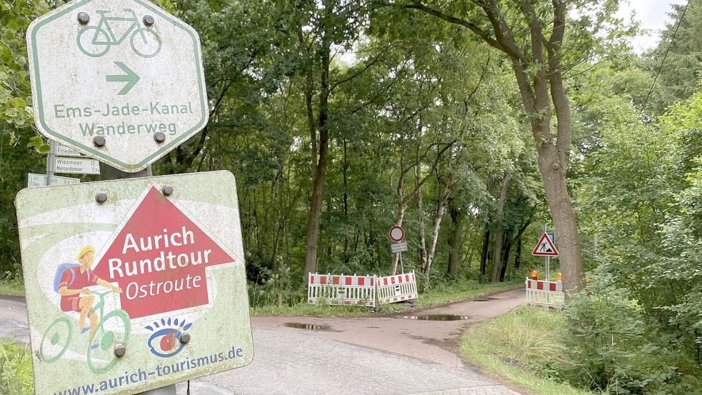 Die Auricher Ostroute entlang der Nordseite des Ems-Jade-Kanals kann bald wieder befahren werden. Foto: Löschen