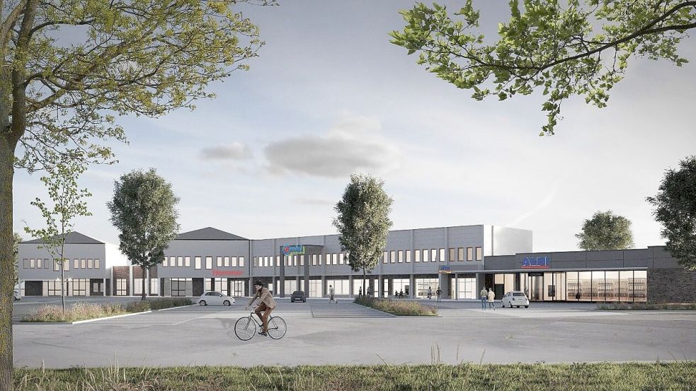 Diese Visualisierung von der Website der pSH Projektplanung GmbH aus Apen wurde im vergangenen Jahr veröffentlicht und zeigt ein modernisiertes Westcenter. Wann aber was saniert wird, ist noch unklar. Und: Einen Aldi-Markt gibt es im Westcenter bislang nicht. Ob einer kommen soll, haben wir nachgefragt. Grafik: pSH