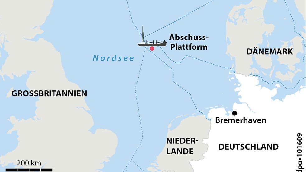 Im sogenannten Entenschnabel soll die Rakete abgeschossen werden. Grafik: dpa