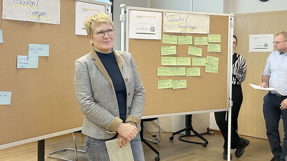 Beks-Projektleiterin Kornelia Gerwien-Siegel hat eine gute Nachricht: Uplengen kann das Ziel erreichen – wenn auch mit großer Anstrengung. Foto: Heinig