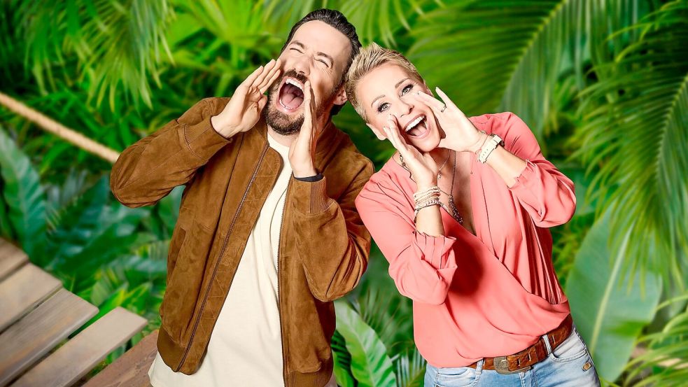Jan Köppen und Sonja Zietlow moderieren die RTL-Show „Ich bin ein Star – holt mich hier raus“. Foto: Bünning/dpa