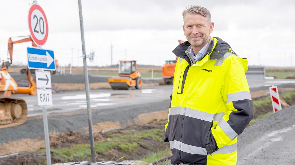 Auf der Northvolt-Baustelle: Peter Carlsson. Foto: Michael Ruff