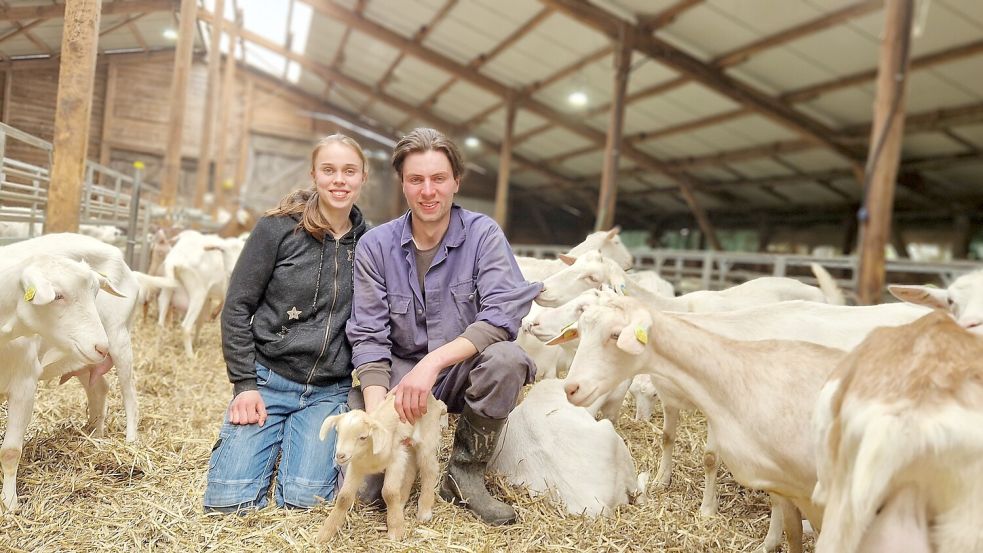 Melissa und Leon de Kloet haben sich aus Überzeugung dazu entschieden, den Milchviehbetrieb auf Ziegen umzustellen. Foto: Gettkowski