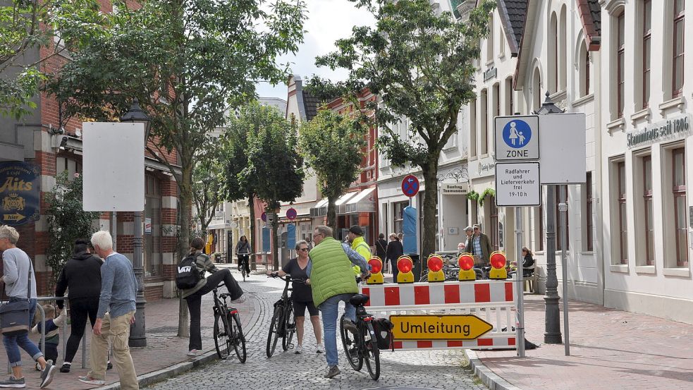 Im vergangenen September war die Brunnenstraße in Leer testweise eine Fußgängerzone. Foto: Wolters/Archiv