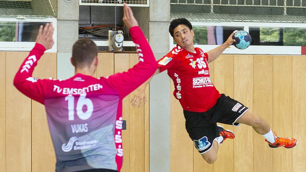 Ryuga Fujita war Aurichs bester Werfer in Emsdetten. Foto: Doden, Emden