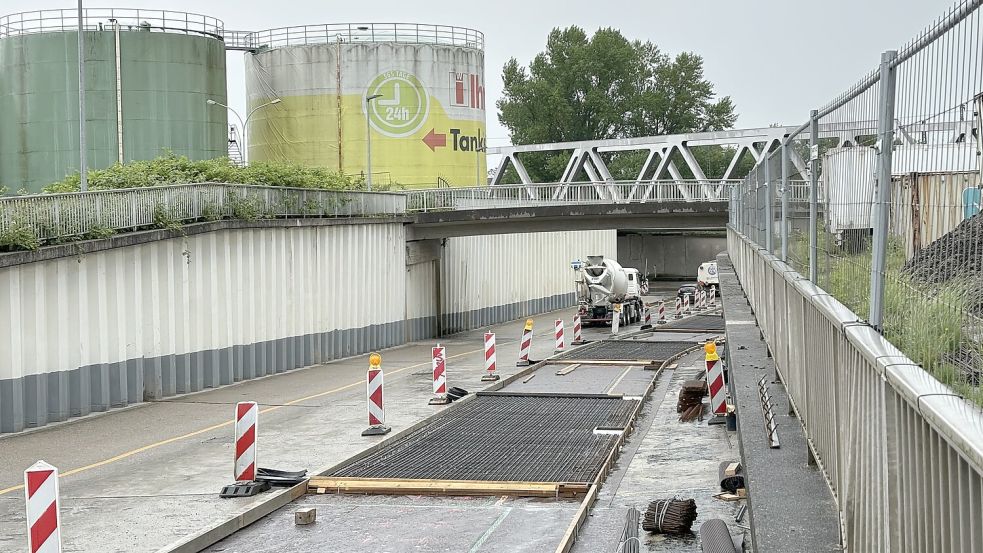 Die neuartige Bauweise ist in Deutschland noch nicht erprobt, in Emden scheint sie aber zu funktionieren. Hier ist der zweite Bauabschnitt zu sehen. Foto: Hanssen