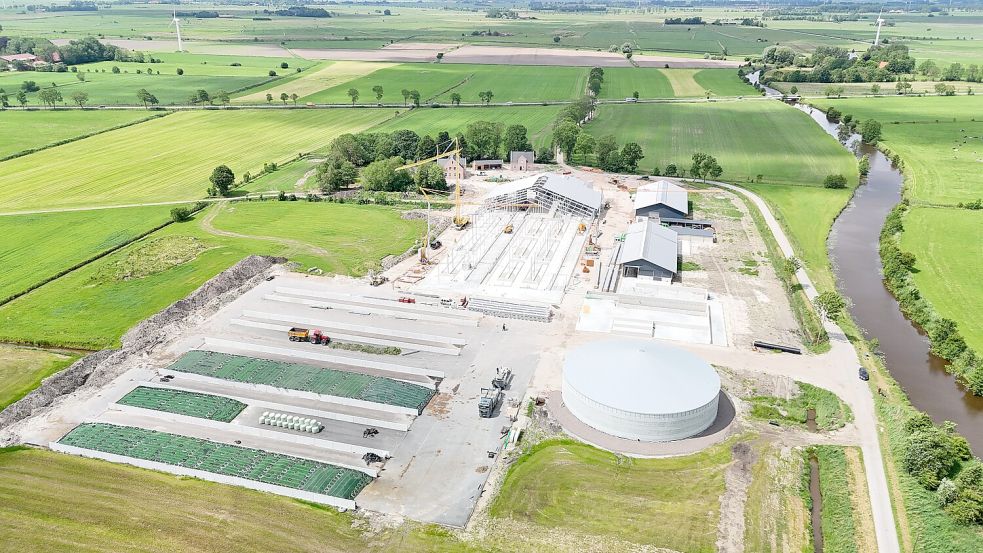 Auf dieser Luftaufnahme sieht man die Baustelle südlich von Aland. Foto: Otte Beton GmbH