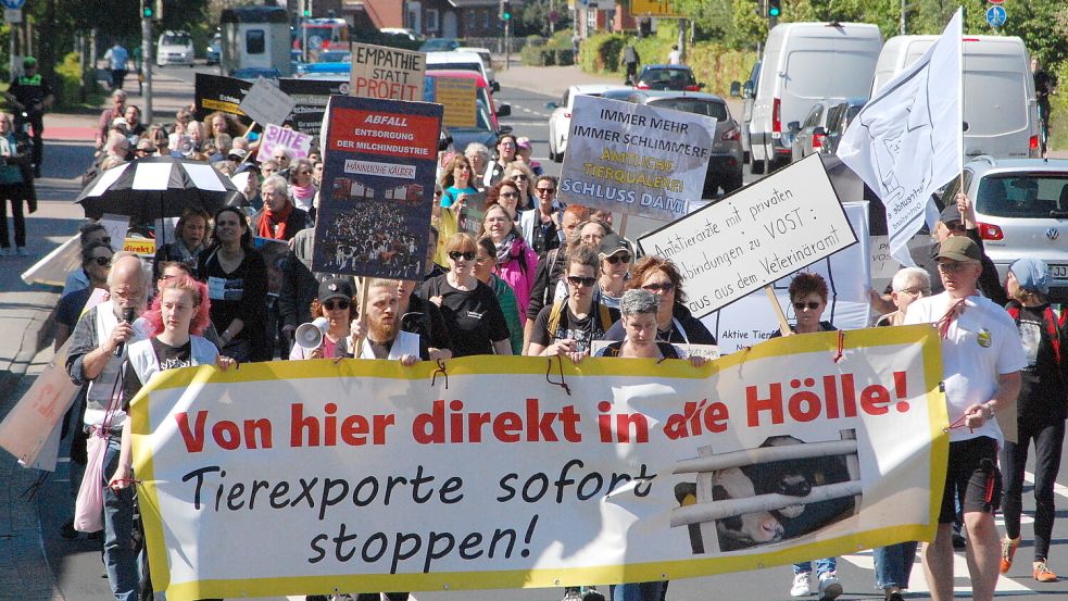 Der Demozug führt durch die Von-Jhering-Straße. Fotos: Luppen