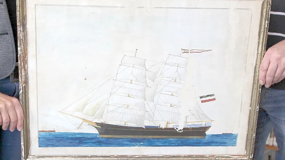Kapitäne ließen sich gern Bilder ihrer Schiffe malen. Dieses Aquarell gehört dem Deutschen Sielhafenmuseum in Carolinensiel und zeigt die ostfriesische Brigg „Ubbina“. Foto: Archiv/Oltmanns