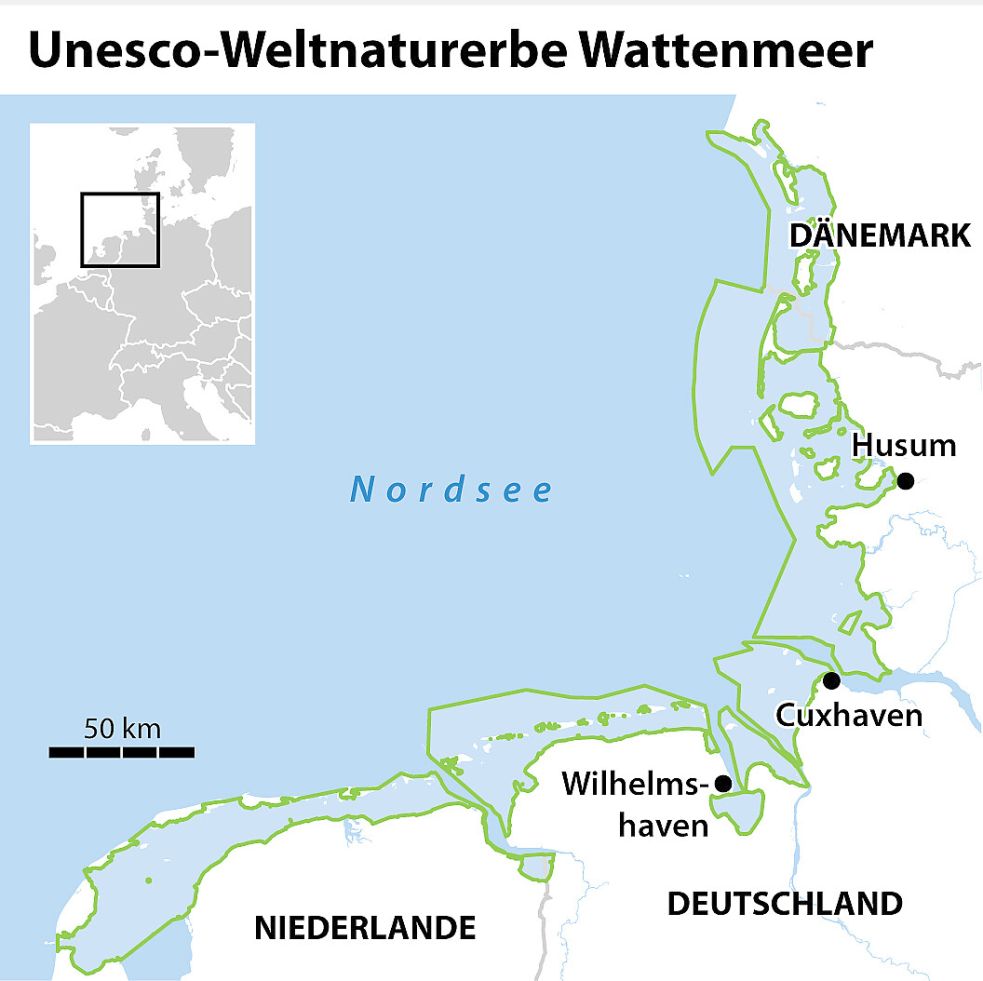 Das Wattenmeer gilt seit 2009 als Weltnaturerbe. Grafik: dpa
