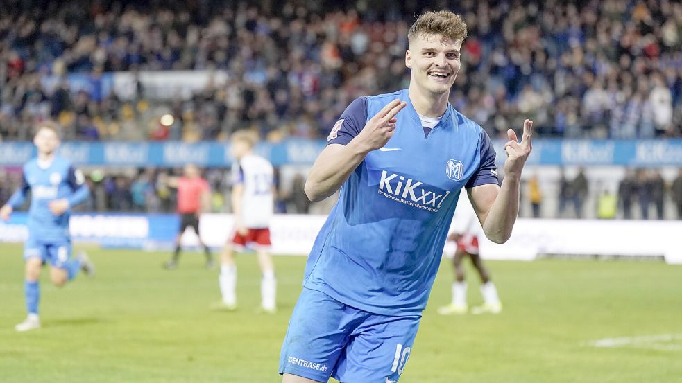 Mittlerweile feiert Marek Janssen seine Tor mit einem „Scheren-Jubel“. Foto: Imago